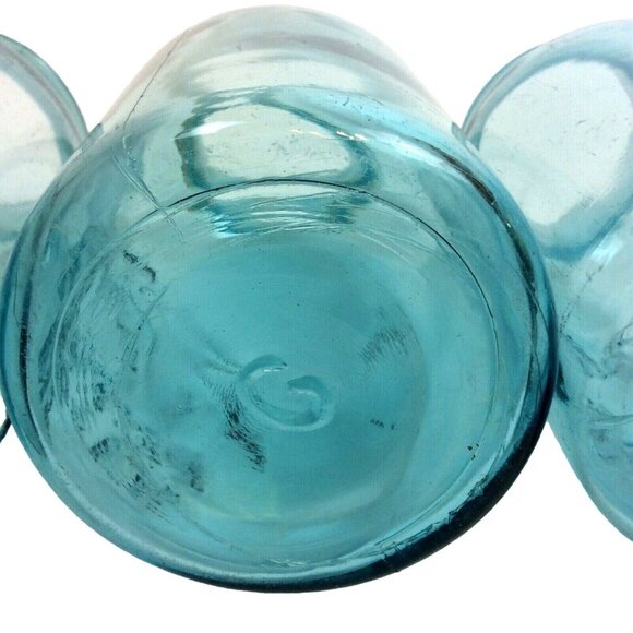 Ball Perfect Mason Jars Lot Of 3 Aqua Blue G #1 #11 Canning Crafts NO LIDS - Picture 6 of 8